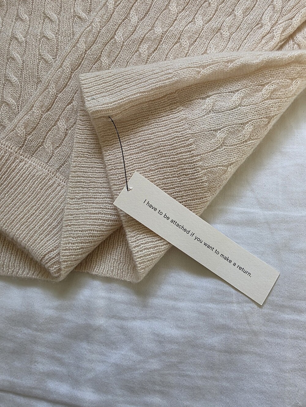 NWT Reformation Cashmere Boyfriend Sweater - Cream Cable - Small - Picture 9 of 12